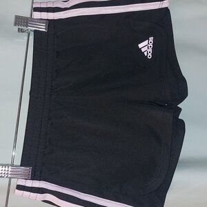 Adidas Girls Black Athletic Shorts with Pink Stripes. Size 6X